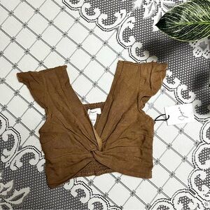 NWT Japna Brown Twist Front Crop Top size xs